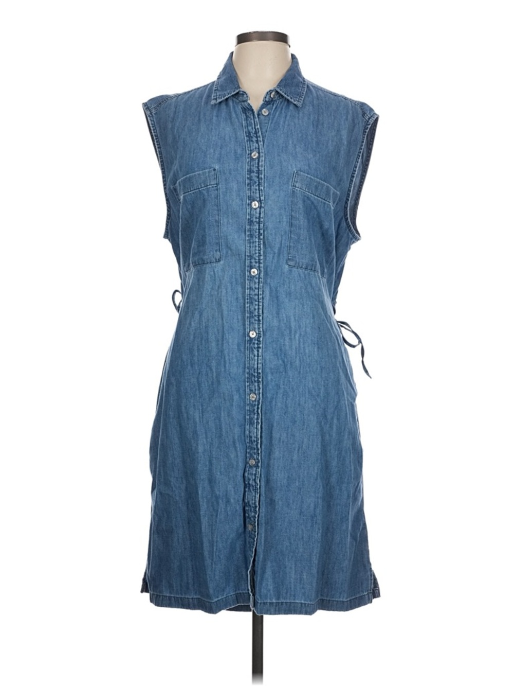 NWT GAP Large Blue  Denim Sleeveless Button-Front Shirt Open back dress